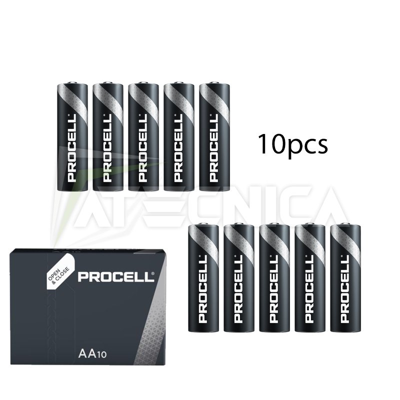 10 piles alcalines AA Duracell Procell LR06 1.5V performance
