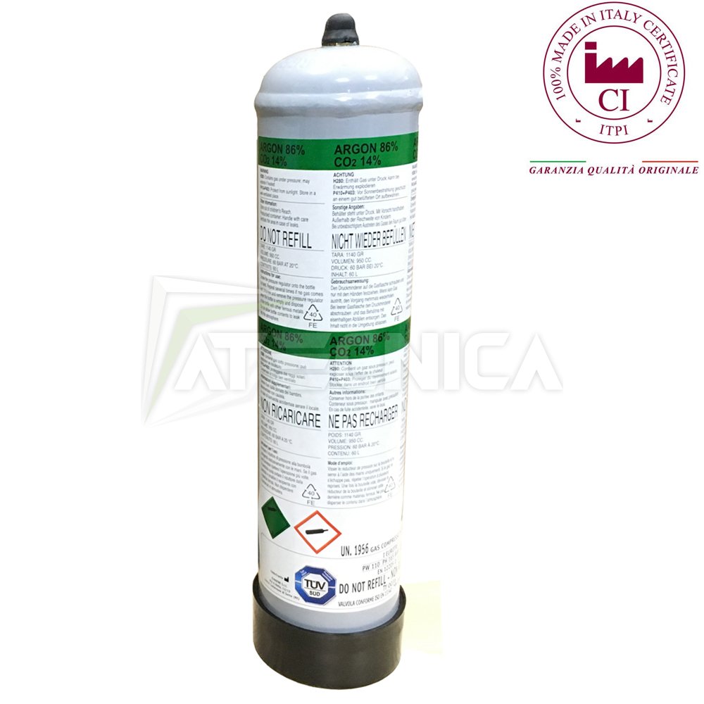 2 x bouteille de gaz argon / CO2 - unidirectionnel 1 litre 802048