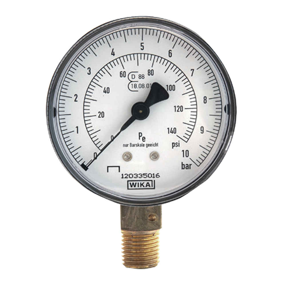 Manomètre 0-10 bar 1/4 m radial D 63 pour compresseur Lacme